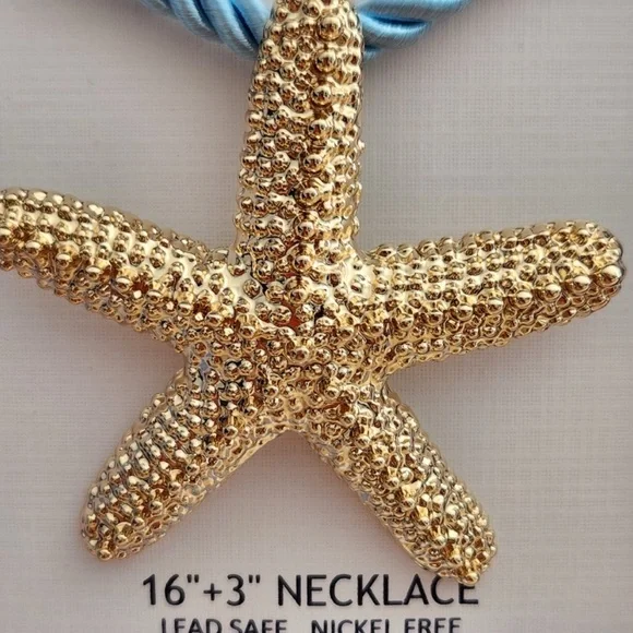 NWT ⚜️🩵⚜️ House of Harlow 1960 Gorgeous Golden tone Star Pendant Cord Necklace - Picture 8 of 11